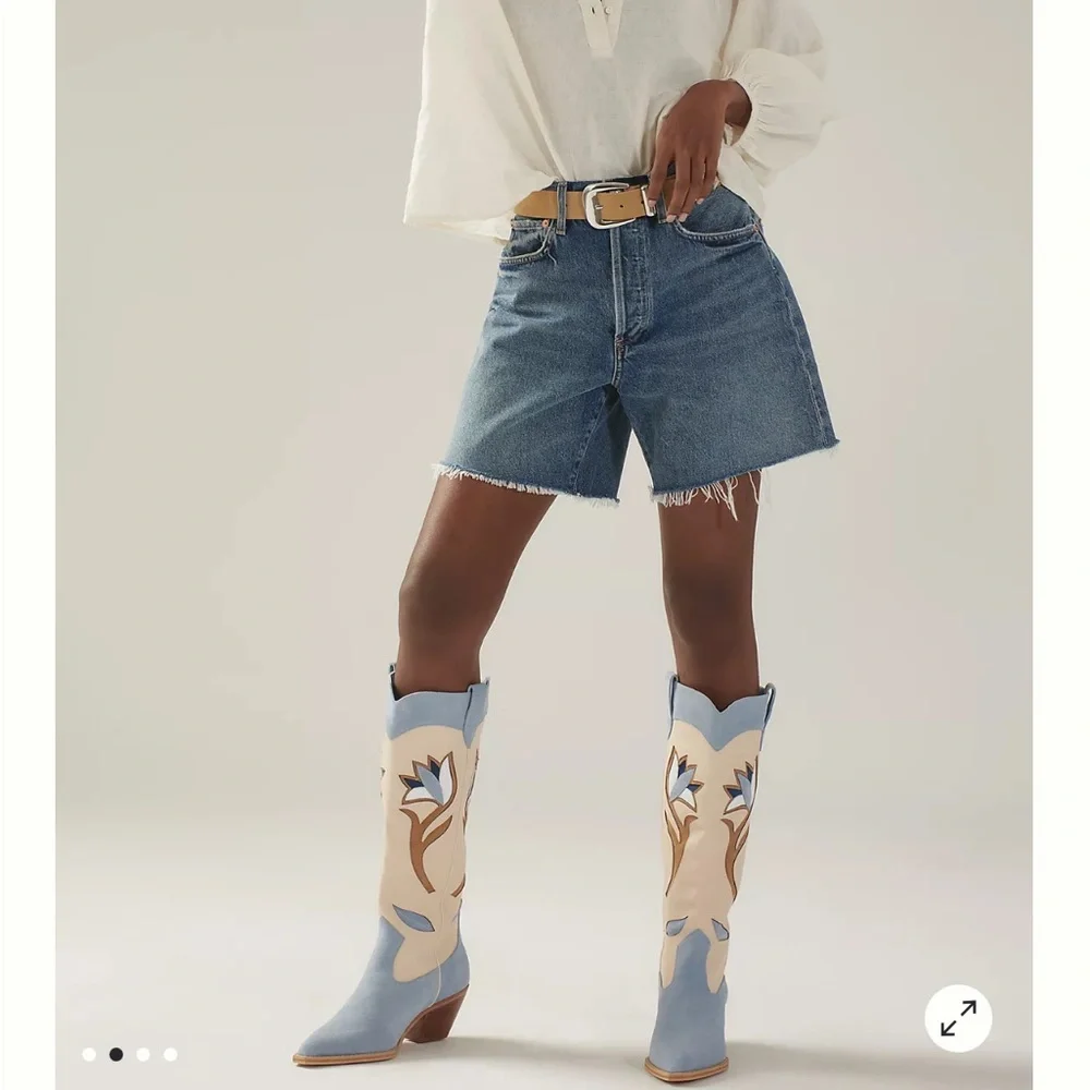 NWT MATISSE X ANTHROPOLOGIE Cool Hand Wester Boot, Blue, size 6 - Picture 3 of 4